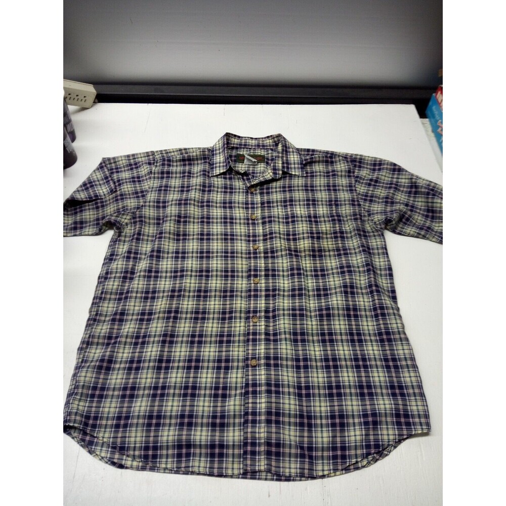 McGregor Men's Short Sleeve Vintage Button Shirt Blue/Green Plaid Size XL